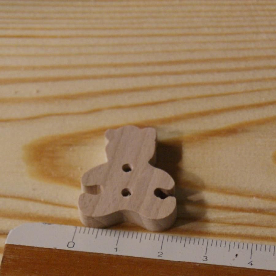 Bamse knapp 22mm utsmykning scrapbooking tema barn fødsel massivt tre håndlaget 