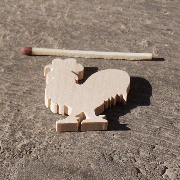 figur cockerel 3mm &aring; male og lim, basse g&aring;rdsplass, h&aring;ndlaget massivt tre scrapbooking utsmykning
