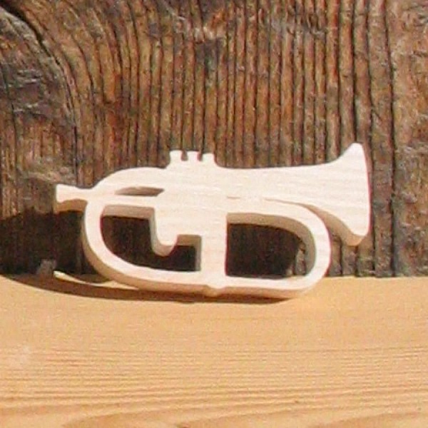 Miniatyr Bugle-figur i massivt tre, h&aring;ndlaget