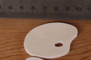 miniatyr figurmalerpalett i massivt lønnetre, 3 mm tykk, som skal dekoreres, limes, håndlaget scrapbooking-utsmykning