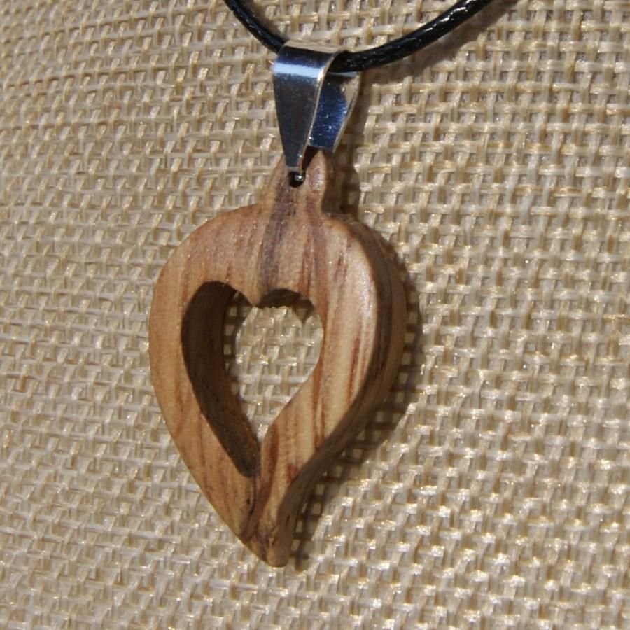 eik hjerte anheng, trebryllup, valentinsdag, tre og natur smykker, håndlaget