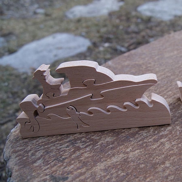 puzzle 7 pieces bateau et p&ecirc;cheur fabrication artisanale