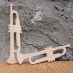 3mm solid lønn trompet figur, håndskåret, dekorativ miniatyr, musikk scrapbooking utsmykning