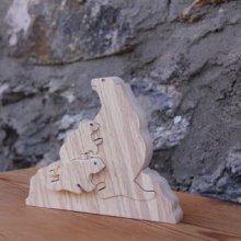 3 murmeldyr puslespill 4 deler massivt bøketre, håndlaget, fjell dyr